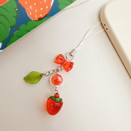 Phone Lanyard Strap Strawberry Leaf Pattern Phone Chain for iPhone and Android 2