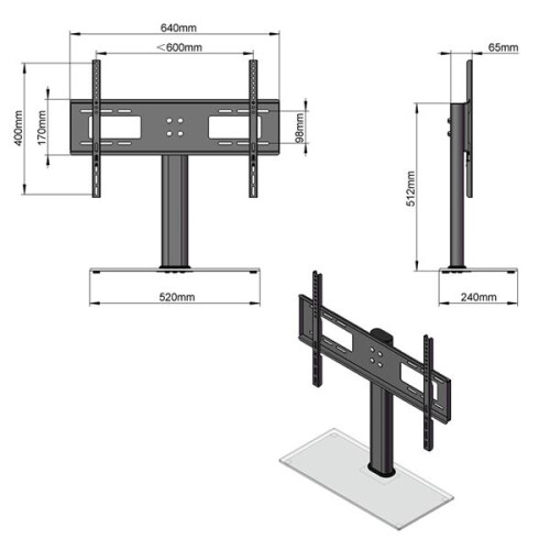 32-55" Wall Mount TV Mount Bracket TV Stand with Column 2