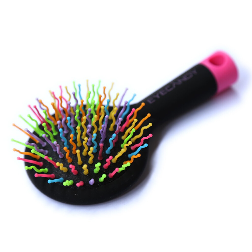 Unisex Pink,Black Detangling Hair Brush Compact Black And Pink With Builtin Mirror For Gentle Scalp Care Travel