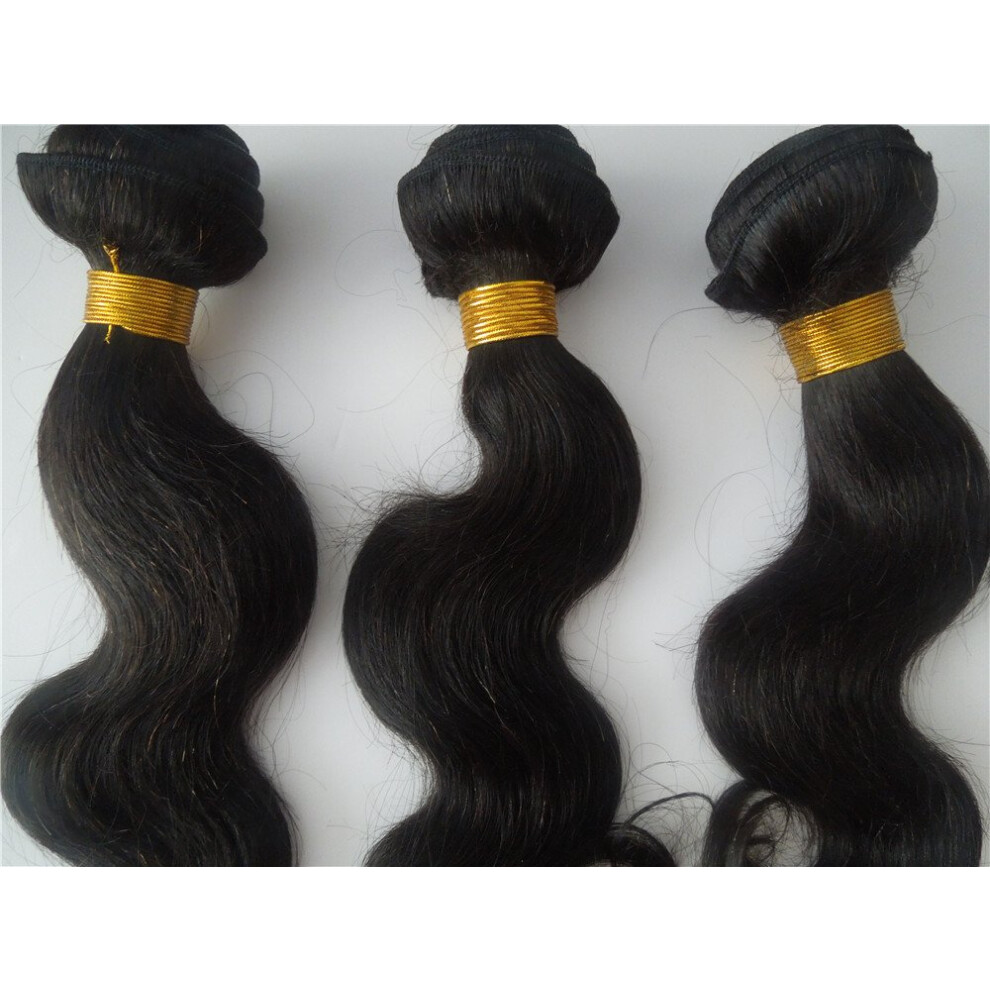Unisex Virgin Human Hair Extensions 3 Bundles Indian Body Wave Weave 1028 Inch Natural Color 300G Ref: 1032