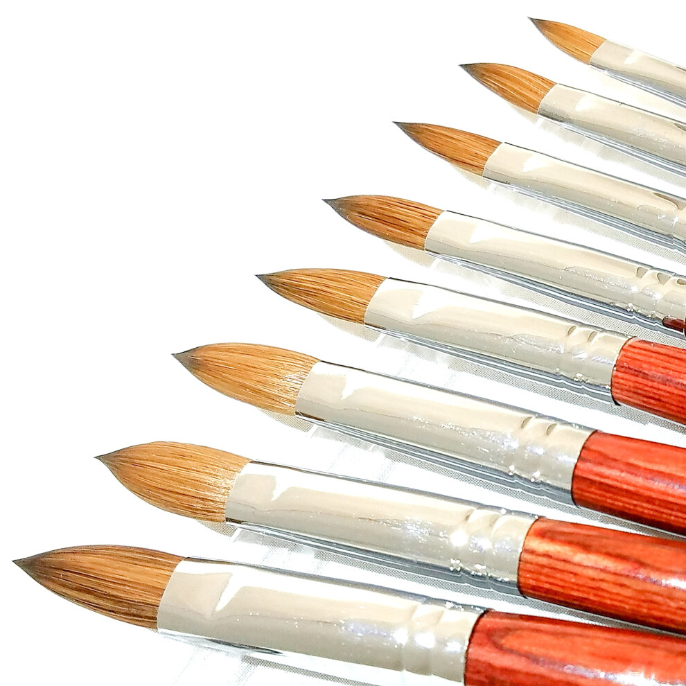 #14 Kolinsky Acrylic Nail Brush for Gel and Powder, Wooden Handle Professional Nail Art Sculpting