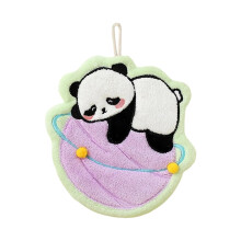 Panda Hand Towel Cute Cartoon Design Soft Absorbent Plush with Hanging Loop for Kitchen and Bathroom