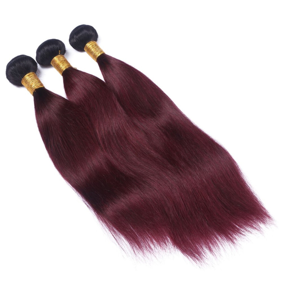 Brazilian Hair Weave Human Hair Bundles Ombre Black to Red 28 30 Inch Virgin Hair Extensions