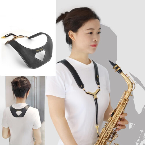 Adjustable PU Leather Padded Saxophone Neck Strap with Comfortable Support for Beginners and Practice 1