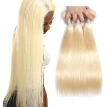 14 Inch 8A Russian Blonde Human Hair Extensions #613 Straight Virgin Remy Hair Bundle 100g