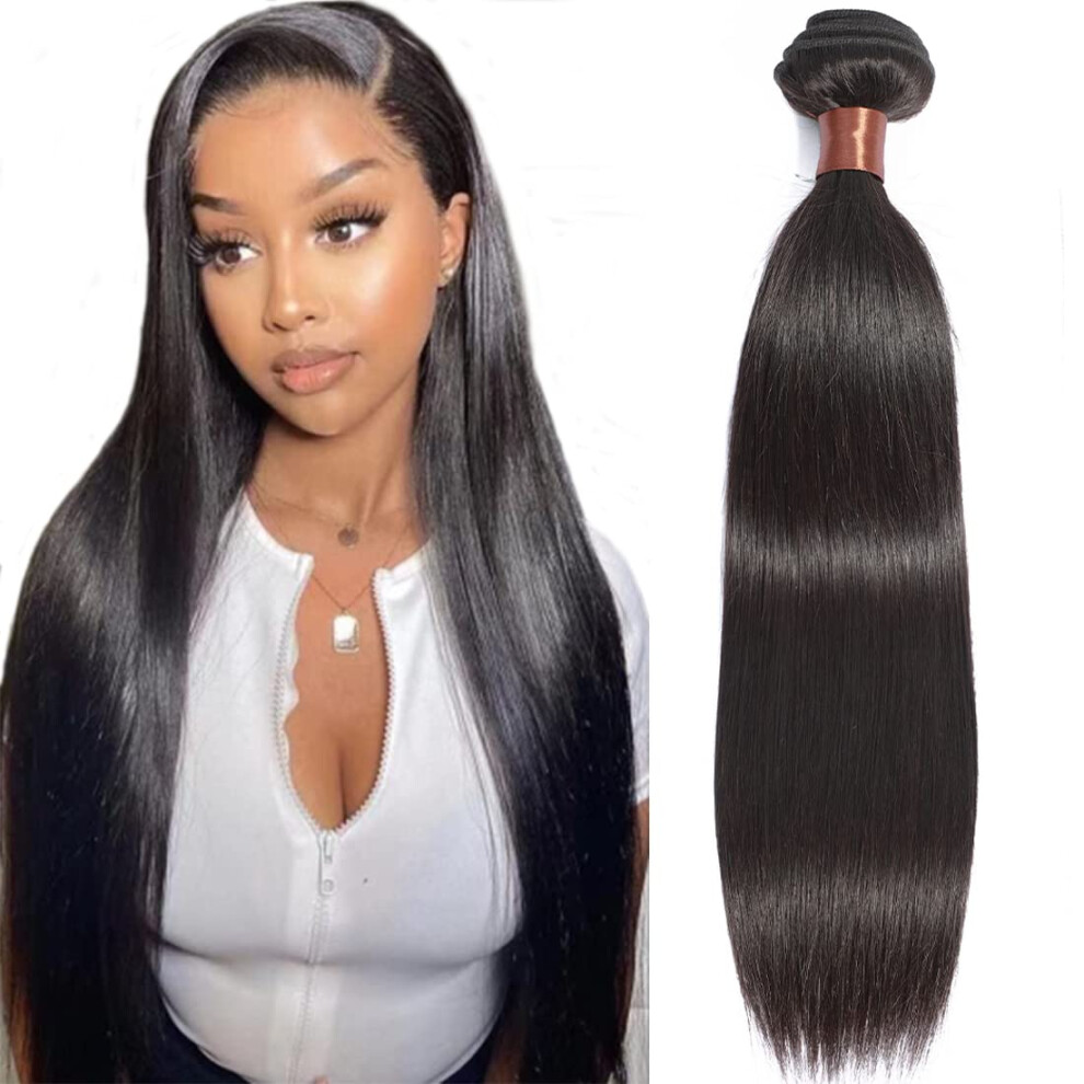 Brazilian Virgin Human Hair Straight Bundle 20Inch Natural Black Double Weft Low Shedding