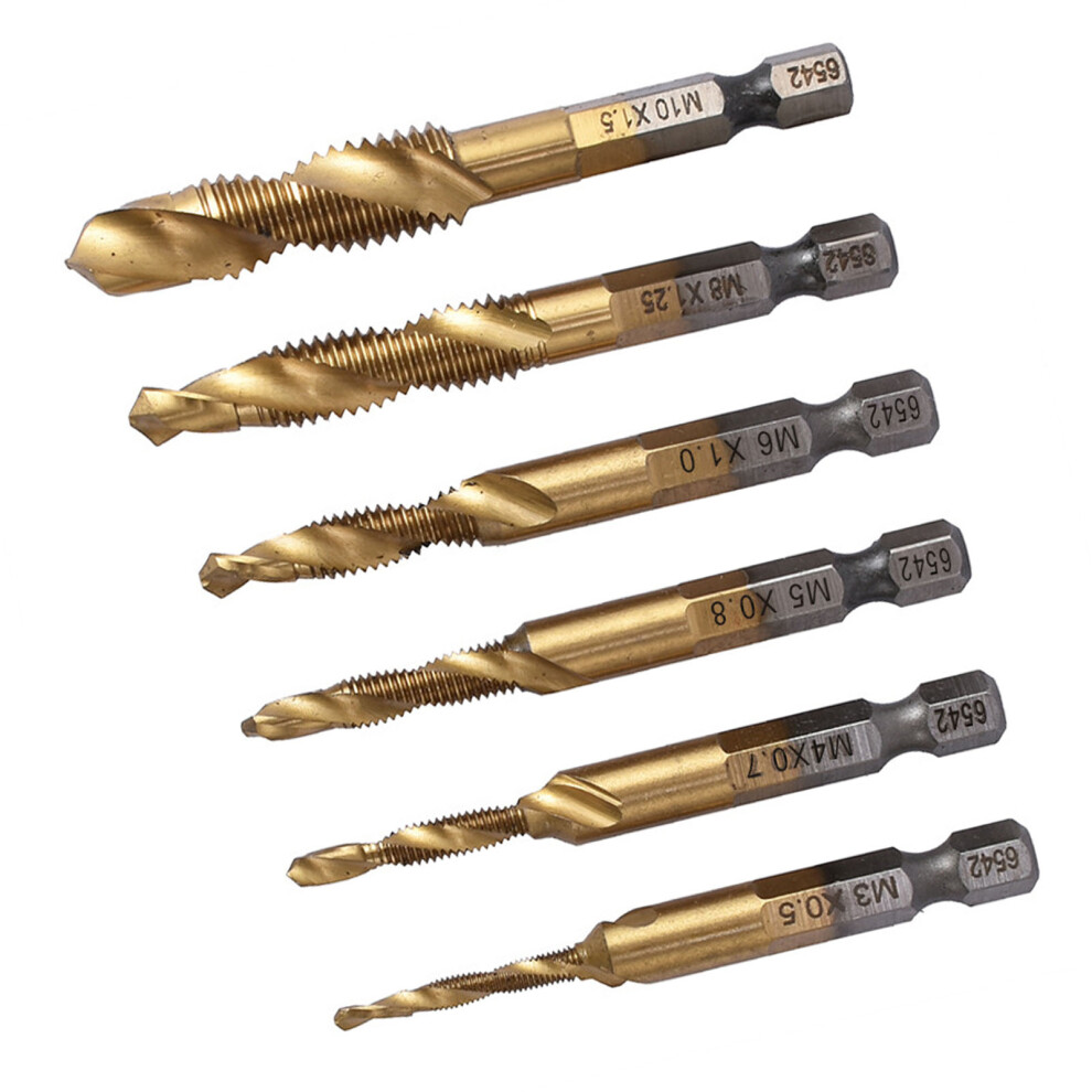 6pc Metric HSS Tap Drill Bit Set M3-M10