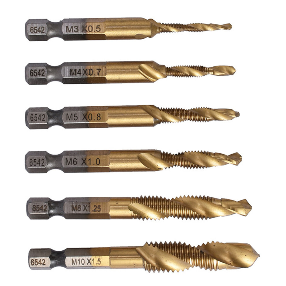 Titanium Plated HSS Tap Bit Kit 6pc