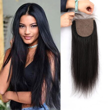 Silk Base Lace Closure 4x4 Virgin Human Hair Straight with Baby Hair Natural Color 20 Inch