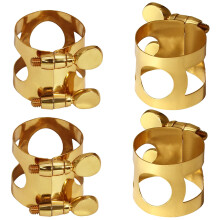 4Pcs Gold Alto Saxophone Ligature Set, Brass Sax Ligature with Uniform Finish and Easy Replacement