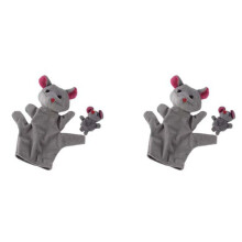 2X Graue Maus Handpuppe Fingerpuppen