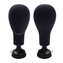 2X Flocking Foam Mannequin Model Photography Props Adult Mannequin Mold Wigs Glasses Hat Display Holder Black