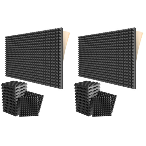 24 Pacotes de Painéis de Espuma à Prova de Som Autoadesivos 2X12X12 Polegadas Painéis Acústicos com Espuma Acústica de Alta Densidade, Design de