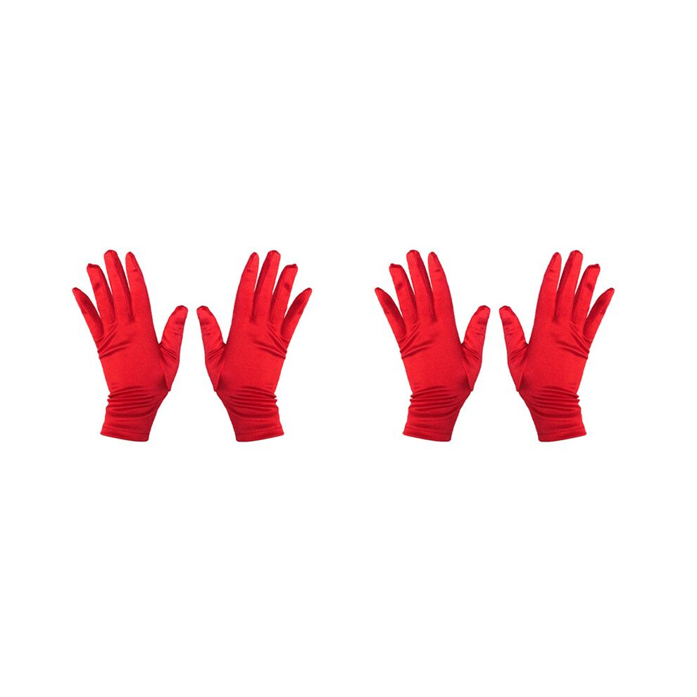 Typecat 4X Ladies Short Sunscreen Satin Satin Glove Surface Dance Performance Gloves Spandex Etiquette Gloves Red