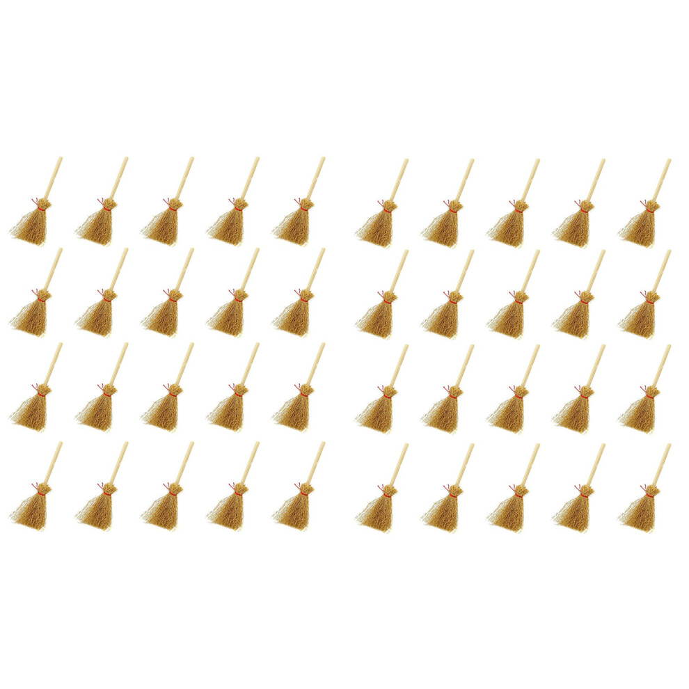Photos - Doll Accessories 60Pcs Miniature Artificial Straw Brooms with Red Ropes Halloween Straw Dollhouse Decoration Witches Party Decor Toy
