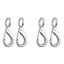4Pcs Stainless Steel 316 Rigid Loaded Fixed Eye Spring Clip Snap Hook Carabiner Marine Hardware Accessories for Boats