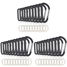 30PCS 3Inch/8CM Carabiner Clips, D- Caribeaner with Keyring for Home RV Camping Fishing Hiking Traveling