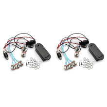2X Potenciômetro Duplo de Circuito de Guitarra de Pré-Amplificador de 3 Bandas para Captador de Baixo Ativo 5 Botões de Controle de Controle de