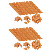 200 Pièces Séries Tuiles de Toit Ensemble de Construction Tuiles Miniatures Maison de Poupée Bardeaux Faux Carrelage Maison de Poupée Cuisine