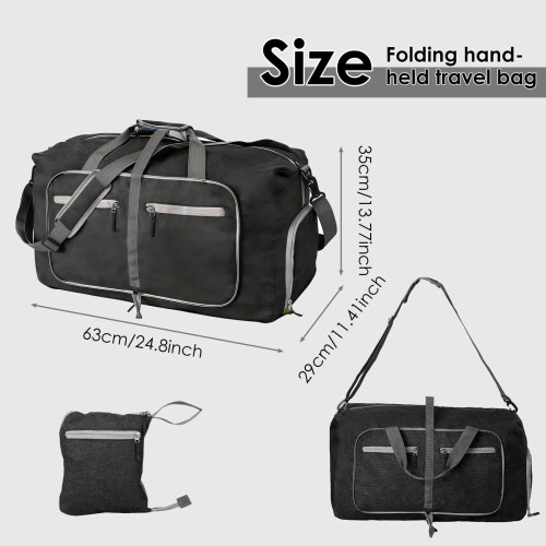 65L Waterproof Travel Duffel Bag, Foldable Packable Lightweight Large Weekend Bag 1