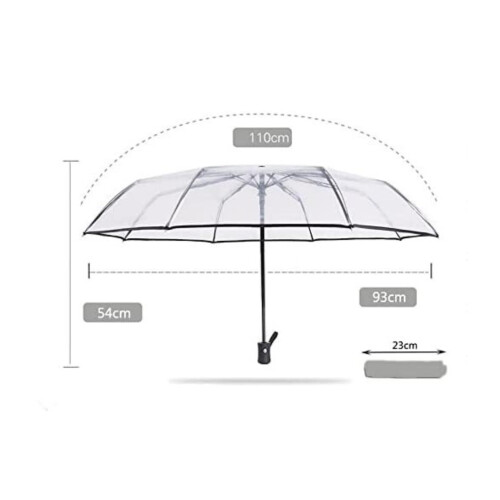 Windproof Travel Umbrella Clear Umbrella Automatic Open Close Compact 3Fold Yellow 1