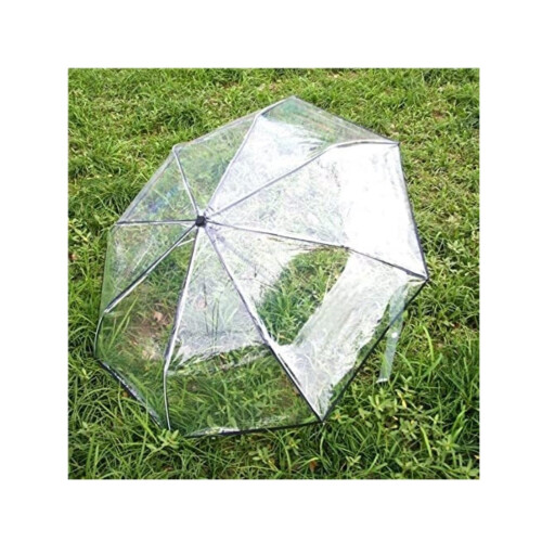 Windproof Travel Umbrella Clear Umbrella Automatic Open Close Compact 3Fold Yellow 2