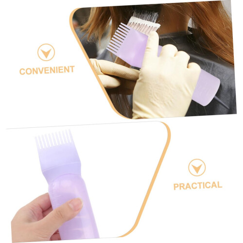 Hair Dye Applicator Bottle with Comb Tip for Precise Root Application, Reusable Plastic 2