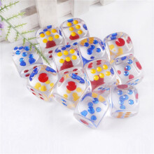 25mm Jumbo Dice with Colored Dots,6-Sided Transparent Dice,Fun Six-Sided Gaming Dice for Farkle,Other Dice Games,20Pcs