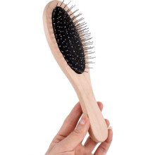 Wooden Hair Brush with Stainless Steel Pins for Smooth Detangling and Gentle Scalp Massage