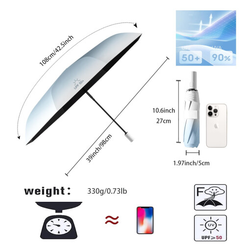 Compact Automatic Travel Umbrella, UV Protection, Auto Open Close, 8 Ribs, Gradient Color 1