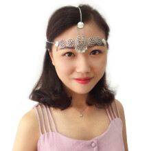 Antique Silver Bohemian Head Chain Vintage Alloy Bridal Hair Piece Lightweight Elegant Accessory