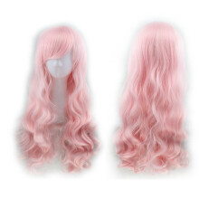 Pink Gradient Long Wavy Wig for Lolita Cosplay, Harajuku Anime Style, Natural Feminine Look