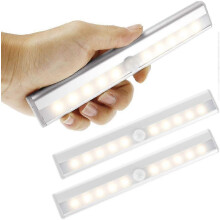 Set mit 3 LED Bewegungsmeldern, kabellose Kleiderschrankbeleuchtung, batteriebetriebene LED Schranklampe mit Magnetstreifen (warmweiß)