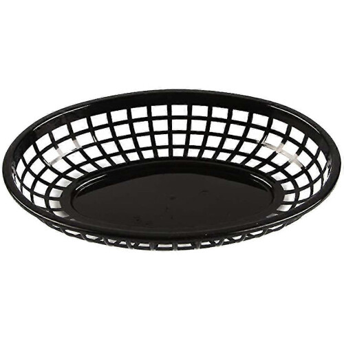 12 Pcs Plastic Fast Food Baskets Oval Serving Platter Breakfast 1