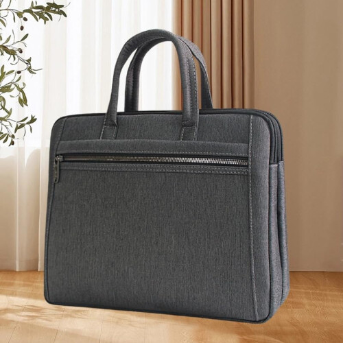 Men's Business Briefcase Multilayer Zippered Document Organizer Bag 2