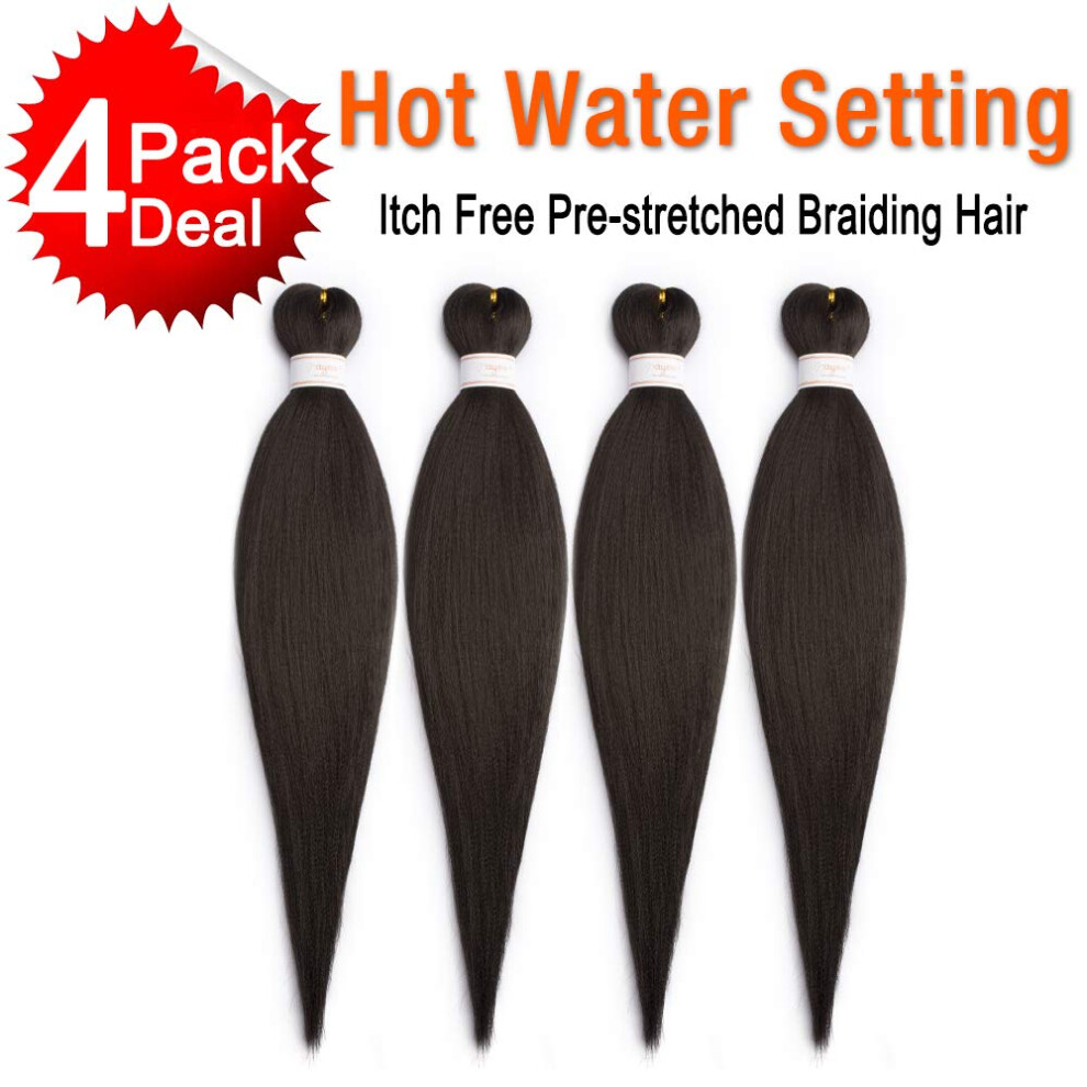 Pre Stretched Braiding Hair Extensions EZ Braid Yaki Texture 22 Inch Hot Water Set Tangle