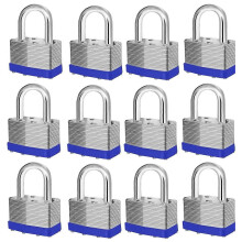 12 Keyed-Alike Padlocks 40mm Shackle, Hardened Steel Case, 24 Keys, Security for Sheds, Fences, Storage Lockers, Gym