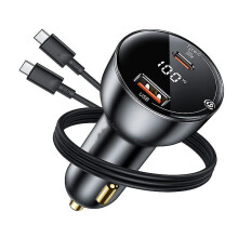 100W USB Car Charger, PD3.0 QC4.0 Fast Charging LED Cigarette Lighter USB Charger Adapter Compatible(Black)