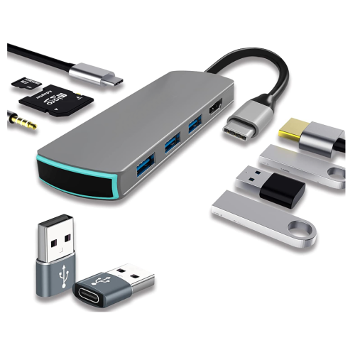 USB C Hub-Dongle, USB C to HDMI Multiport Adapter, Gray