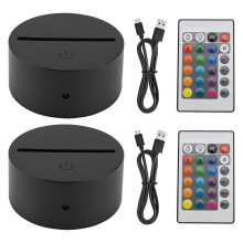2 kpl 3D-yövalolamppua + kaukosäädin + USB-kaapeli, 16 väriä, valoshow-teline akryylille