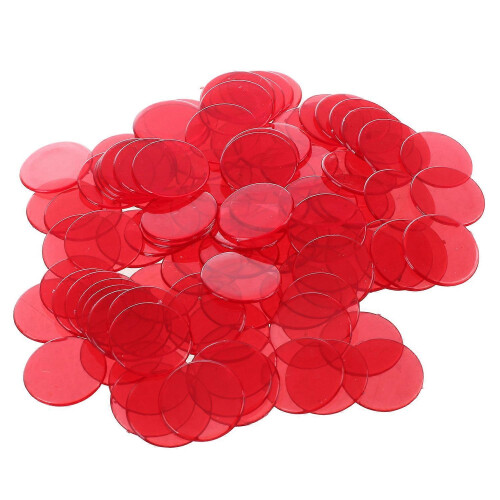 100Pcs Clear Red Plastic Bingo Chips 1.9cm 1