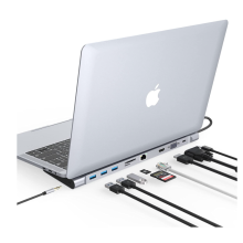 10 in 1 USB C Docking Station Dual Display Laptop USB C Docking Station,USB C Hub Dock for MacBook & Windows, Gray