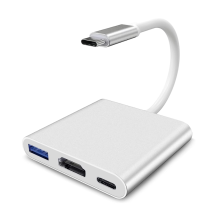 USB C to HDMI Adapter, HDMI to USB C Adapter with 4K Video Converter/USB 3.0 Port/USB C Charging Port, White
