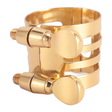 Gold Brass Soprano Saxophone Ligature with Adjustable Screws, Durable Construction for Stable Reed Control
