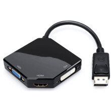 Large DisplayPort DP to HDMI / DVI / VGA 3 in 1 Male to Female Adapter (Black)