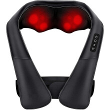 Shiatsu Neck and Shoulder Massager Back Massager Heated Massage with 1 Belt 2 Adapters 3 Speeds,Black