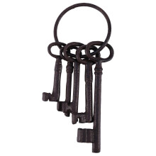 Pirate Treasure Chest Keys Set,Key Ring Antique Style,Rustic Cast Iron Skeleton Key Wall Decor, Costume Prop (5 Keys)