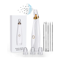 Blackhead Remover Vacuum Cleaner Pore Cleaner Electric Acne Removal Extractor 3 Adjustable Suction Speeds and 4 Replacement Heads (White）