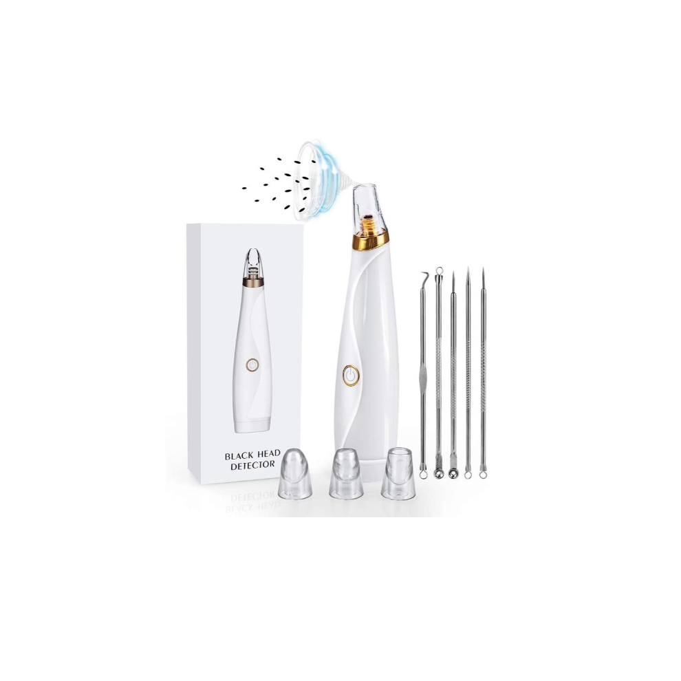 Chronus White Blackhead Remover Vacuum Cleaner Pore Cleaner Electric Acne Removal Extractor 3 Adjustable Suction Speeds And 4 Replacement Heads (Whiteï¼