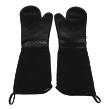 Extra lange Silikon Ofenhandschuhe, robuste Ofenhandschuhe in Profiqualität, hitzebeständige Grillhandschuhe mit gestepptem Baumwollfutter, 2er Pack
